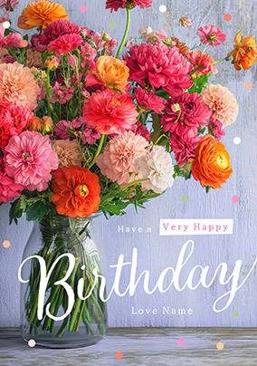 Photographic Floral Personalised Birthday Card
