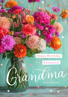 Wonderful Grandma Photographic Floral Birthday Card