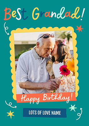 Best Grandad Teal Photo Upload Birthday Card
