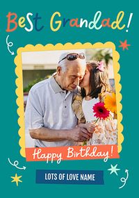 Tap to view Best Grandad Teal Photo Upload Birthday Card