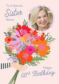 Tap to view Special Sister Bouquet 60th Birthday Photo Card