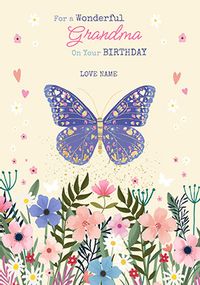 Tap to view Wonderful Grandma Butterfly Birthday Card