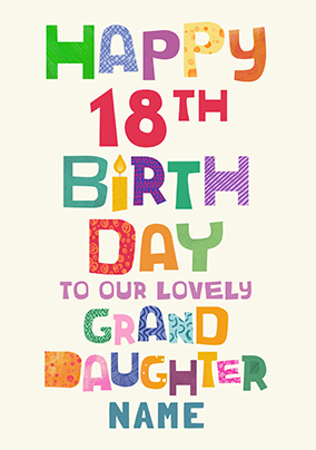 Happy 18th Birthday Lovely Granddaughter Card