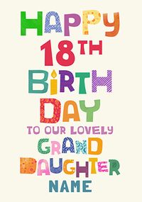 Tap to view Happy 18th Birthday Lovely Granddaughter Card