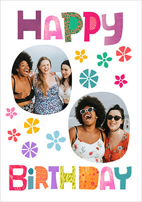 Colourful Happy Birthday 2 Photo Card
