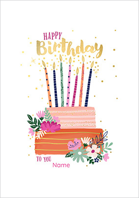 Personalised Happy Birthday Cake Card