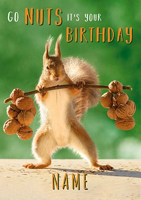 Photo of Go Nuts It's Your Birthday Photographic Squirrel Personalised Card