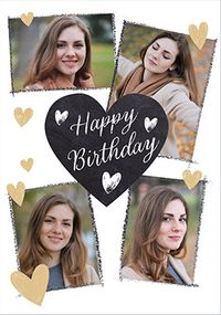 Tap to view Love Heart 4 Photo Upload Birthday Card