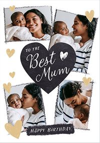 Tap to view Best Mum Love Heart 4 Photo Upload Birthday Card