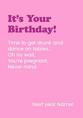 Pregnant On Your Birthday Card
