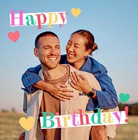 Photo of Bright Stamp Square Birthday Photo Card