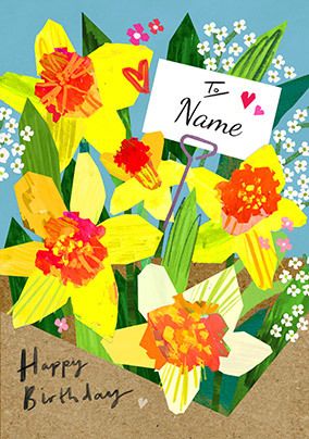 Photo of Personalised Spring Daffodils Birthday Card