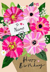 Tap to view Personalised Pink Spring Flowers Birthday Card