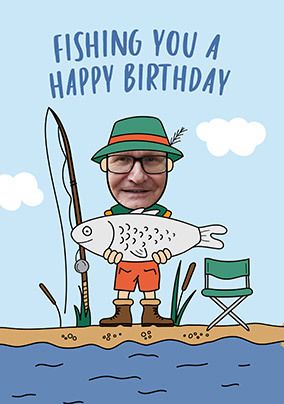 Photo of Fishing You a Happy Birthday Photo Upload Card