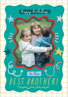 Photo of Best Brother Squiggle Birthday Card