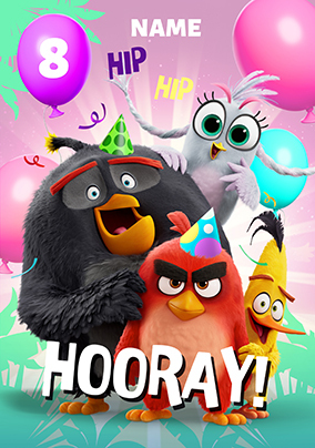 Angry Birds Hip Hip Hooray 8th Birthday Card
