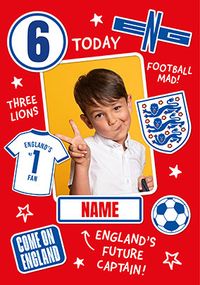 Tap to view England Football 6 Today Birthday Photo Card