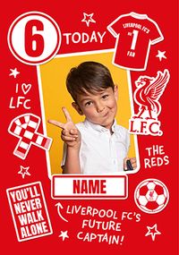 Tap to view Liverpool Football 6th Birthday Photo Card