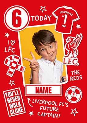 Photo of Liverpool Football 6th Birthday Photo Card