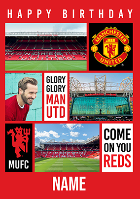 Man United Football Birthday Photo Card