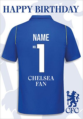 Photo of Chelsea Football Shirt No.1 Fan Birthday Card
