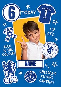 Tap to view Chelsea Football Fan 6th Birthday Photo Card