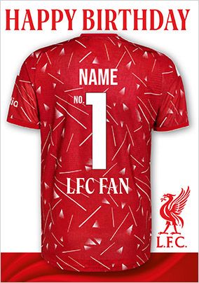 Photo of Liverpool Football Shirt No.1 Fan Birthday Card