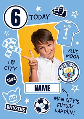 Photo of Manchester City Football 6th Birthday Photo Card