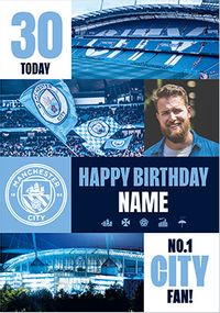 Tap to view Manchester City Football 30th Birthday Photo Card