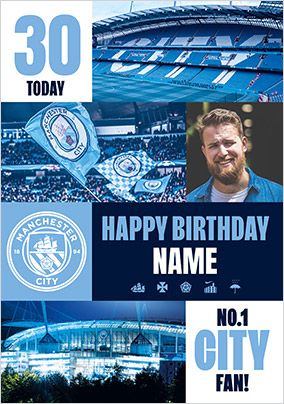 Photo of Manchester City Football 30th Birthday Photo Card