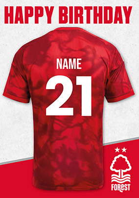 Nottingham Forest Football Shirt 21st Birthday Card