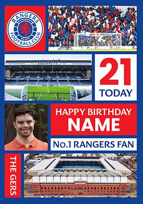 Photo of Rangers Football Fan 21st Birthday Photo Card