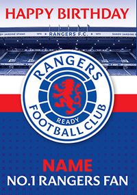 Tap to view Rangers No.1 Football Fan Birthday Card