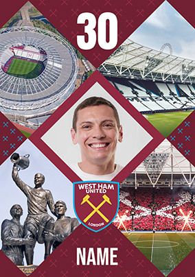 Photo of West Ham Football Club 30th Birthday Card