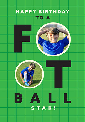 2 Photo Upload Football Star Birthday Card