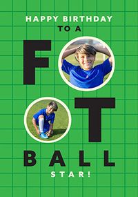 Tap to view 2 Photo Upload Football Star Birthday Card