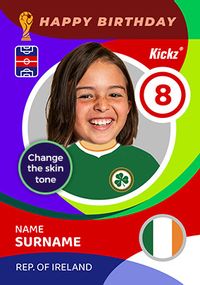 Tap to view Kickz Ireland Trading Card Spoof 8th Birthday Photo Card
