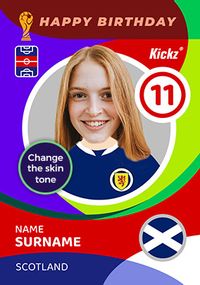Tap to view Kickz Scotland Trading Card Spoof 11th Birthday Photo Card