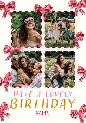 Photo of Bow Border 4 Photo Birthday Card