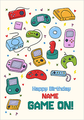 Gaming Consoles Personalised Birthday Card