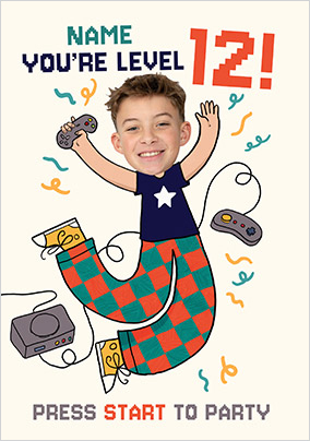 Editable Age Gaming Photo Upload Birthday Card For Him