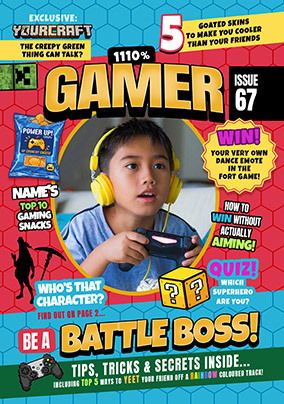 Photo of Kids Gamer Magazine Spoof Birthday Card