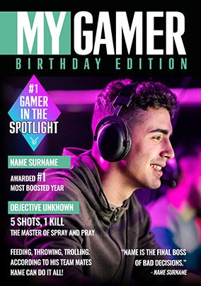 Photo of My Gamer Magazine Spoof Birthday Card