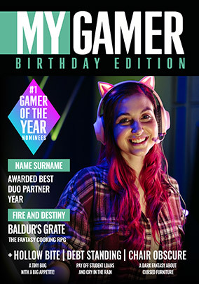 No.1 Gamer Of The Year Magazine Spoof Birthday Card