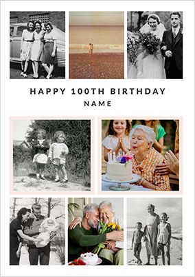 Photo of Happy 100th Birthday 8 Photo Upload Card