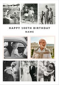 Tap to view 8 Photo Upload 100th Birthday Card