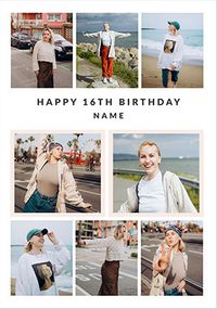 Tap to view Happy 16th Birthday 8 Photo Upload Card