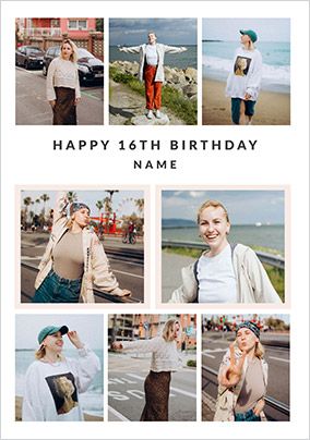 Photo of Happy 16th Birthday 8 Photo Upload Card