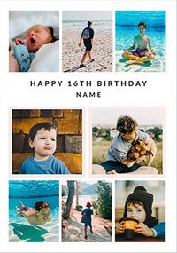 Tap to view 8 Photo Upload 16th Birthday Card