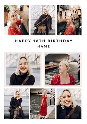 Photo of Happy 18th Birthday 8 Photo Upload Card